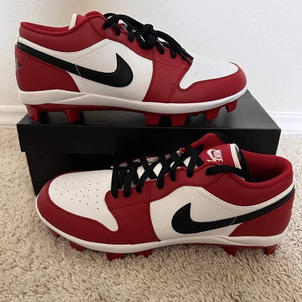Nike Air Jordan 1 Retro MCS Low Chicago Red Baseball Cleats CJ8524-611 Sz 14 New